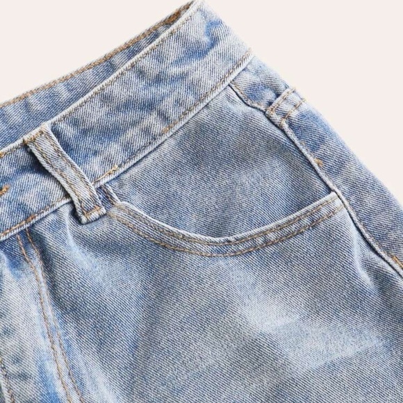 SHEIN Womens Small Shorts High Waisted Denim Rolled Hem Zip Fly Button Blue Jean - Picture 6 of 14